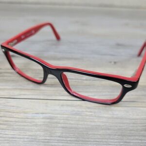 Ray-Ban Eyeglasses Frames RB 1535 3573 Black Red Script Logo Kids 48-16-130